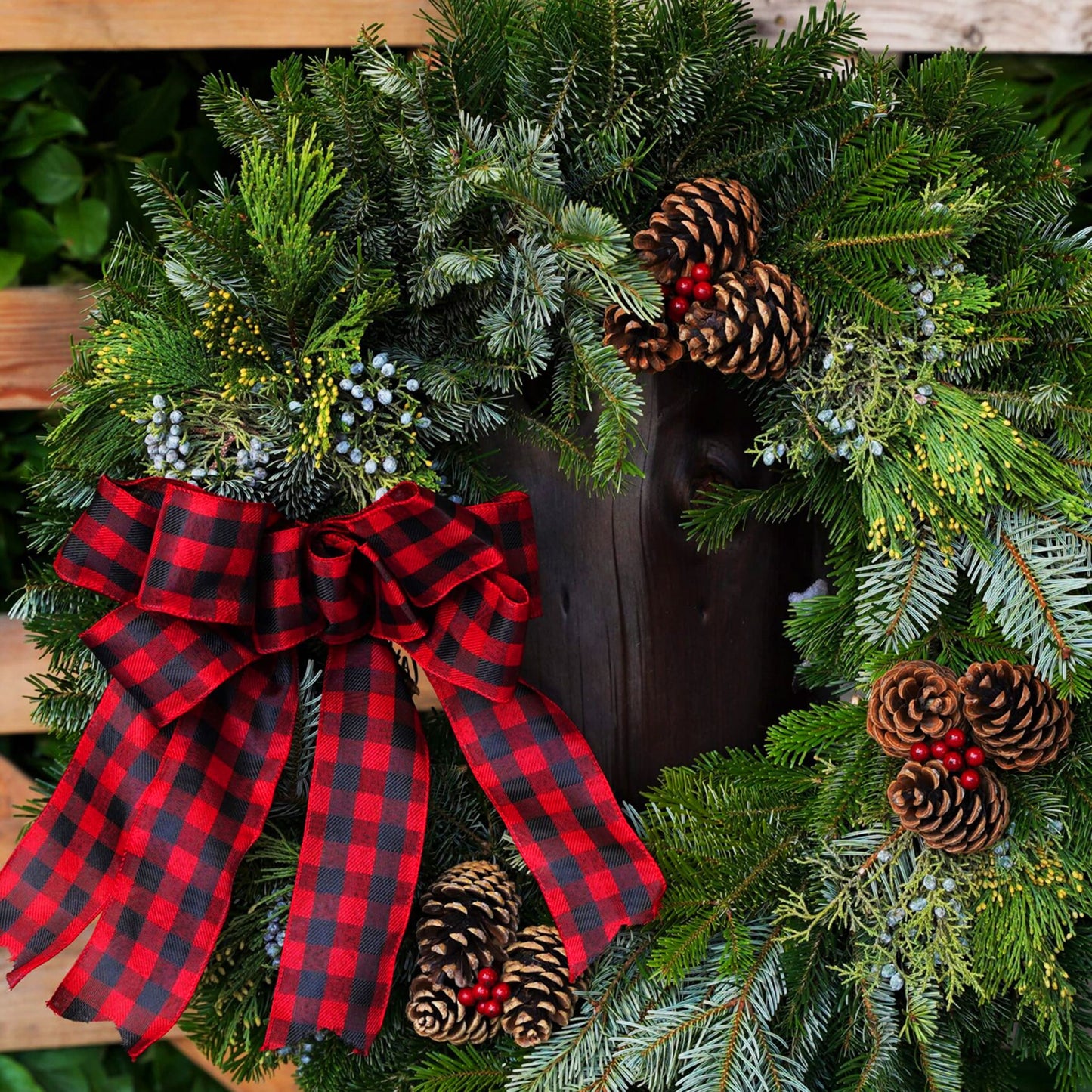 Silver Fir with Cherries Wreath