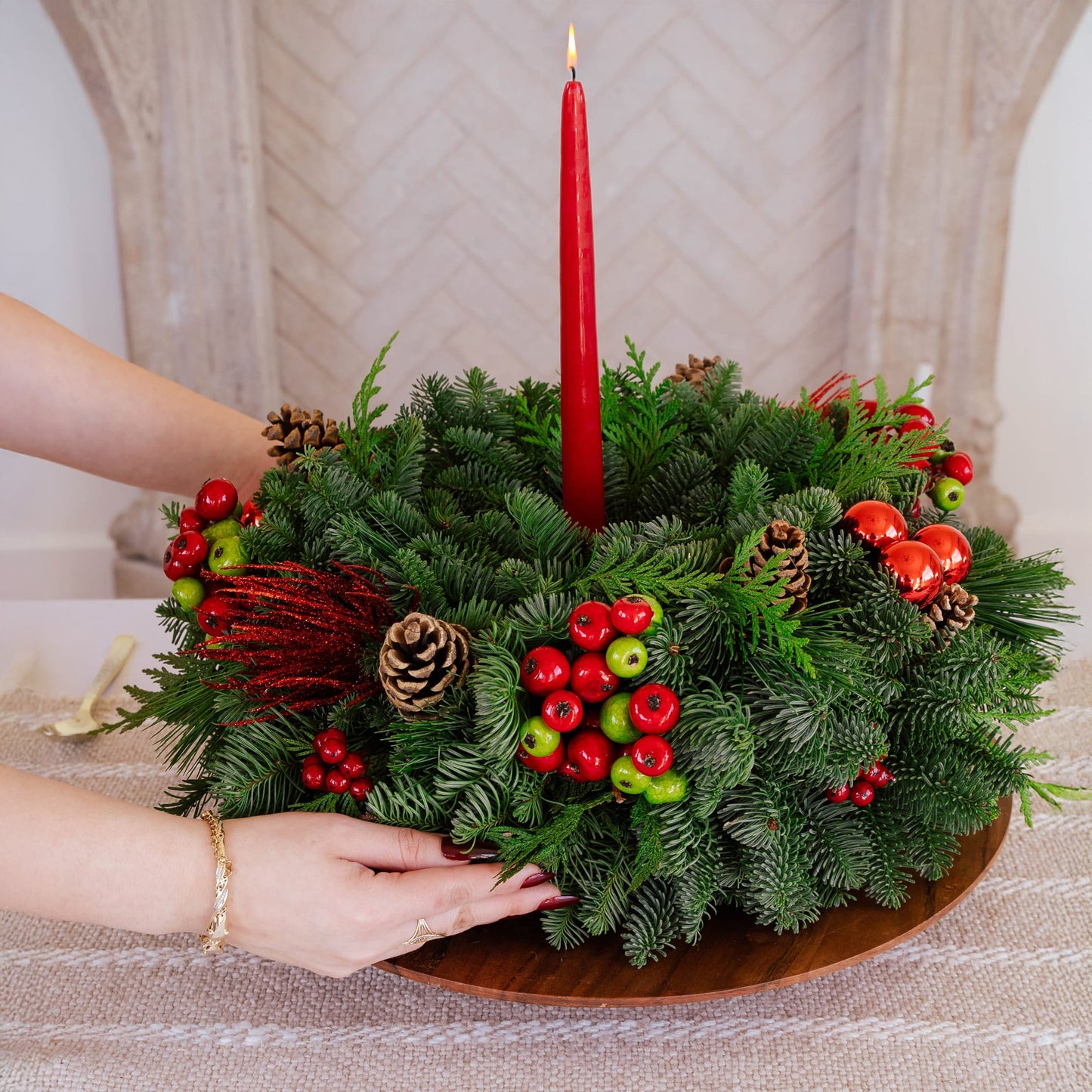 Red & Green Crab Apple Centerpiece