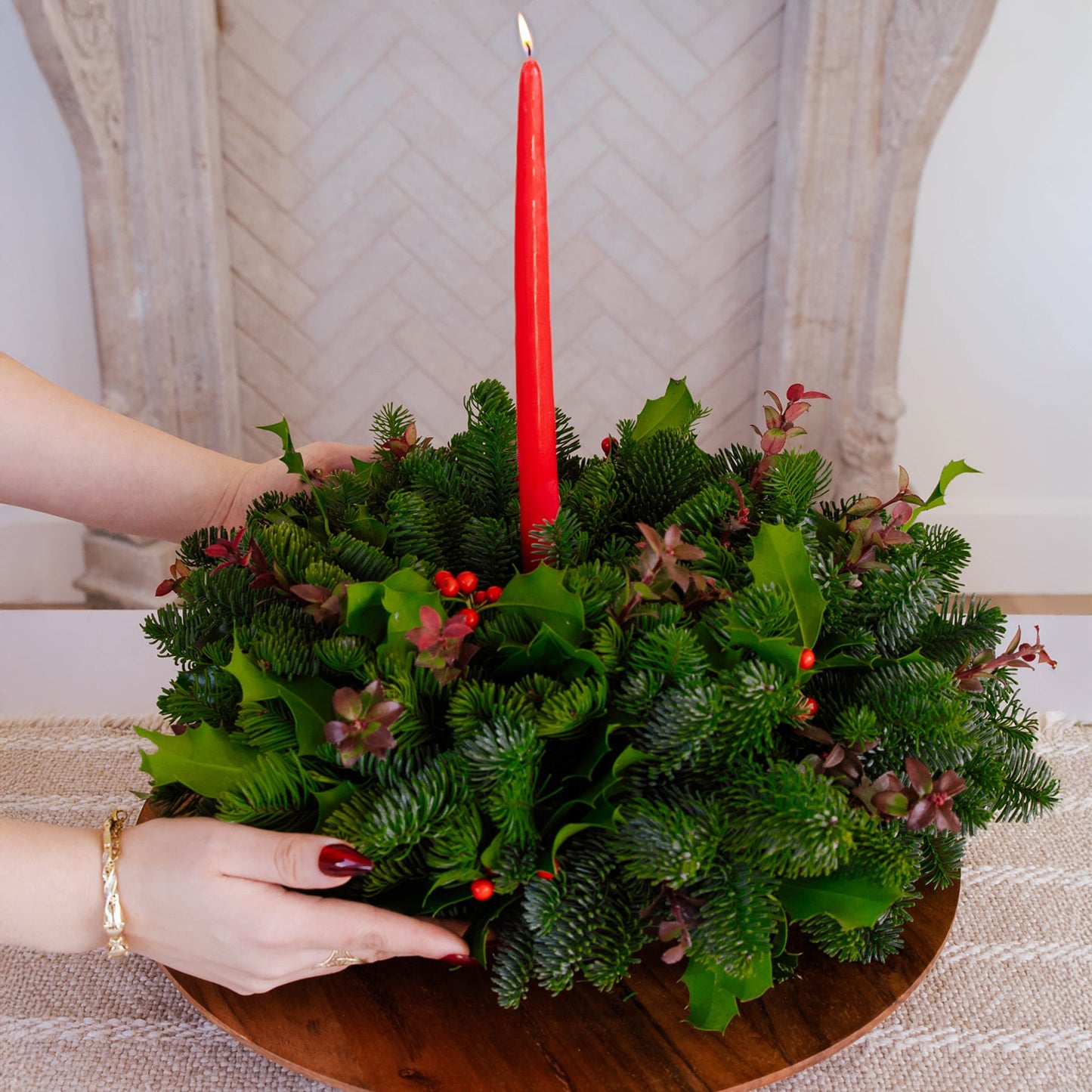 Holiday Holly Centerpiece